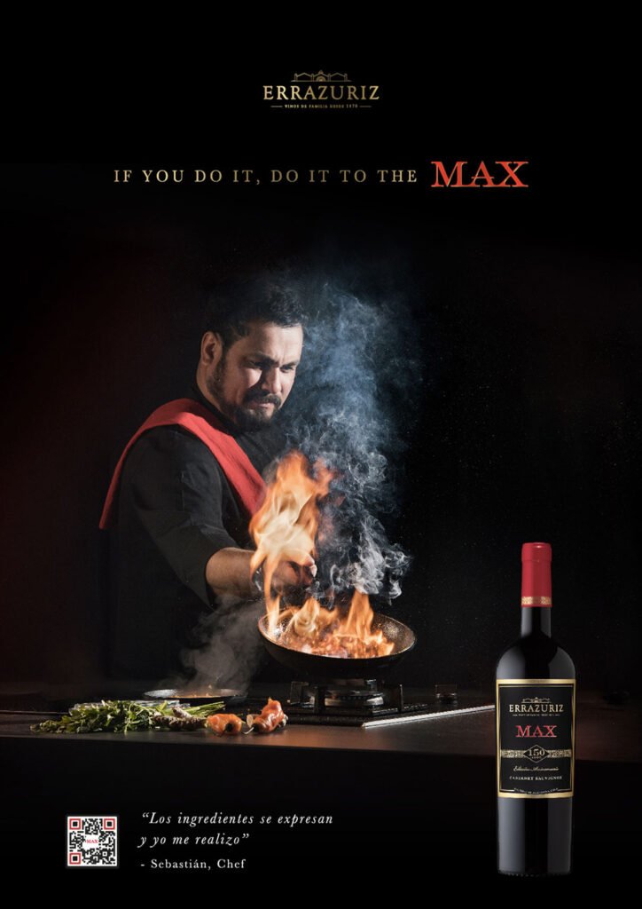 Key Visual. Max. Viña Errázuriz. Chef Sebastián Jara. Argency, agencia de diseño y publicidad. Argentina.
